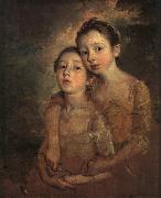 Thomas The Painter's Daughters with a Cat oil on canvas